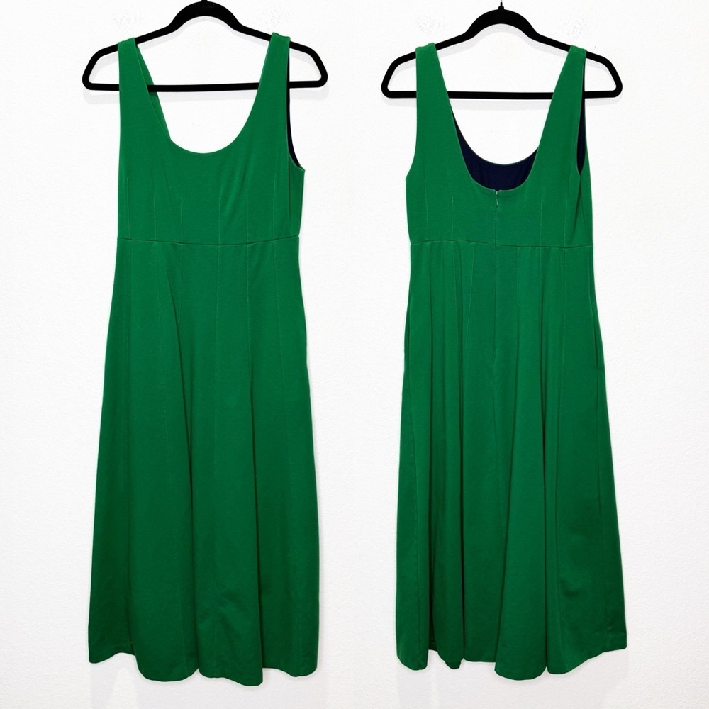 Boden Ponte Thick Jersey Sleeveless Emerald Skater Midi Dress Pockets
